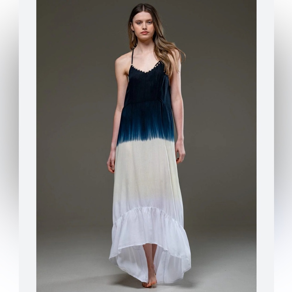 Navy/Orange tie dye halter dress. One Size.   NWT